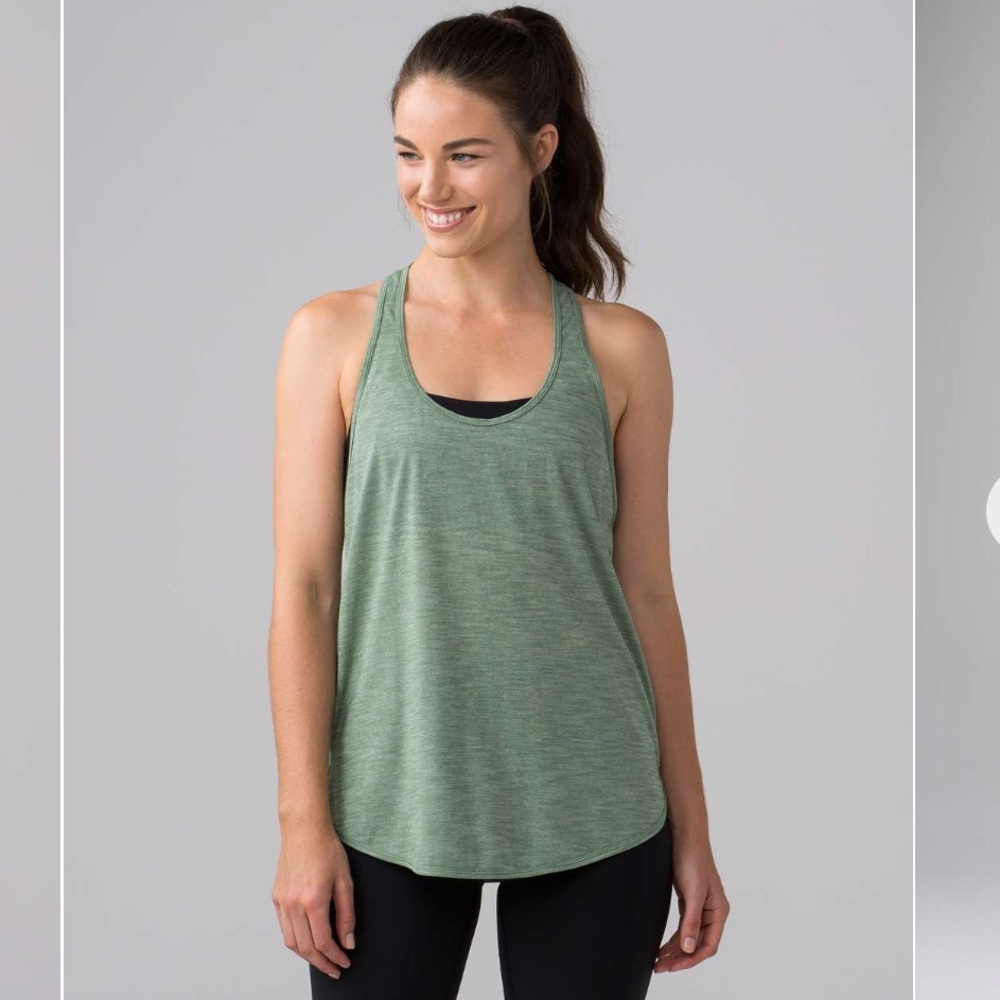 Lululemon 105 Singlet Racer Tank Top Heathered Desert Olive size 6